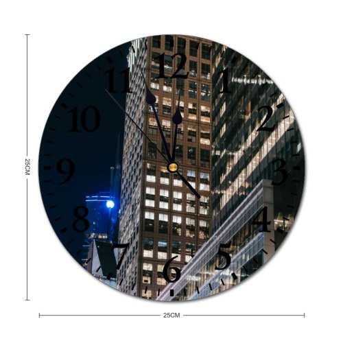 yanfind Fashion PVC Wall Clock Accommodation Apartment Architecture Avenue Building Center Central City Commerce Community Complex Condominium Mute Suitable Kitchen Bedroom Decorate Living Room