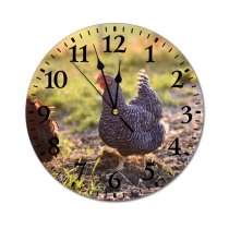 yanfind Fashion PVC Wall Clock Bird Countryside Agriculture Farm Grass Chicken Beak Hen Outdoors Rural Wildlife Feather Mute Suitable Kitchen Bedroom Decorate Living Room