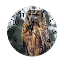 yanfind Fashion PVC Wall Clock Attention Attentive Avian Beak Bird Watching Blurred Branch Calm Creature Daylight Eagle Mute Suitable Kitchen Bedroom Decorate Living Room
