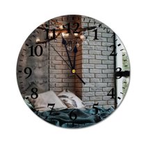 yanfind Fashion PVC Wall Clock Apartment Atmosphere Bed Blanket Branch Brick Wall Calm Comfort Cozy Cushion Decor Mute Suitable Kitchen Bedroom Decorate Living Room