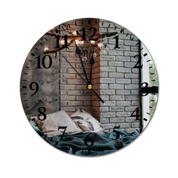 yanfind Fashion PVC Wall Clock Apartment Atmosphere Bed Blanket Branch Brick Wall Calm Comfort Cozy Cushion Decor Mute Suitable Kitchen Bedroom Decorate Living Room