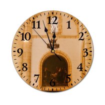 yanfind Fashion PVC Wall Clock Aged Arched Architecture Art Artwork Cathedral Catholic Chandelier Church Column Decor Mute Suitable Kitchen Bedroom Decorate Living Room