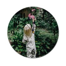 yanfind Fashion PVC Wall Clock Adorable Alone Blond Bloom Botany Bush Casual Child Childhood Curious Cute Mute Suitable Kitchen Bedroom Decorate Living Room