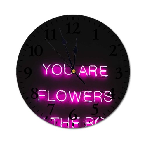 yanfind Fashion PVC Wall Clock Art Contrast Creative Dark Decoration Design Diffuse Electric Fluorescent Font Glitter Mute Suitable Kitchen Bedroom Decorate Living Room