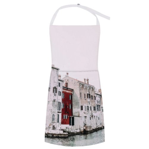 yanfind Custom aprons Accommodation Aged Architecture Boat Building Canal City Cityscape Clear Cloudless Condominium Damage white white-style1 70×80cm