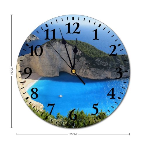 yanfind Fashion PVC Wall Clock Beach Bird's Coast Desktop From Above Ocean Scenic Sea Seascape Mute Suitable Kitchen Bedroom Decorate Living Room