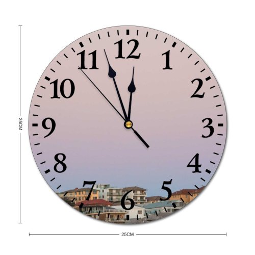 yanfind Fashion PVC Wall Clock Aged Architecture Building Cloudless Colorful Complex Construction Space Daytime District Dwell Evening Mute Suitable Kitchen Bedroom Decorate Living Room