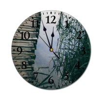 yanfind Fashion PVC Wall Clock Aged Aqua Botany Calm Daylight Direction Empty Footpath From Above Mute Suitable Kitchen Bedroom Decorate Living Room