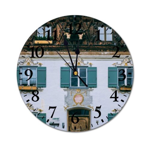 yanfind Fashion PVC Wall Clock Aged Architecture Art Artwork Backdrop Building Bull City Construction Space Creative Daytime Mute Suitable Kitchen Bedroom Decorate Living Room