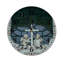 yanfind Fashion PVC Wall Clock Aged Angel Architecture Attract Building Carve Cathedral Catholic Chapel Church Classic Mute Suitable Kitchen Bedroom Decorate Living Room