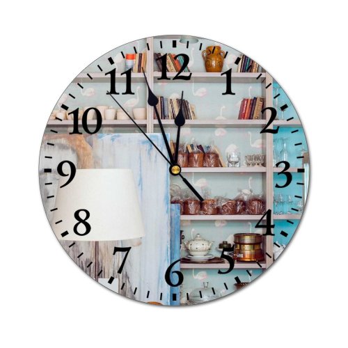 yanfind Fashion PVC Wall Clock Apartment Bookcase Bookshelf Cabinet Chair Classic Comfort Cozy Creative Decor Decoration Design Mute Suitable Kitchen Bedroom Decorate Living Room