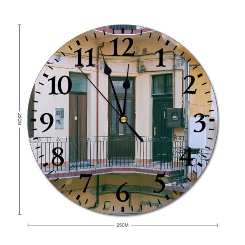 yanfind Fashion PVC Wall Clock Accommodation Apartment Architecture Balcony Building City Classic Complex Condominium Construction Decor Mute Suitable Kitchen Bedroom Decorate Living Room
