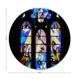 yanfind Fashion PVC Wall Clock Art Christianity Church Window Colorful Glass Religion Stained Mute Suitable Kitchen Bedroom Decorate Living Room