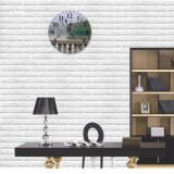 yanfind Fashion PVC Wall Clock Aged Ancient Barrier Building Calm Channel City Construction Space Daytime Destination Mute Suitable Kitchen Bedroom Decorate Living Room
