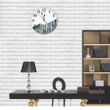 yanfind Fashion PVC Wall Clock Architectural Design Architecture Building City Contemporary Downtown Exterior Facade Futuristic Glass Items Mute Suitable Kitchen Bedroom Decorate Living Room