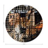 yanfind Fashion PVC Wall Clock Big Fur Cage Cat Outdoors Wild Tropical Leopard Wildlife Danger Mute Suitable Kitchen Bedroom Decorate Living Room