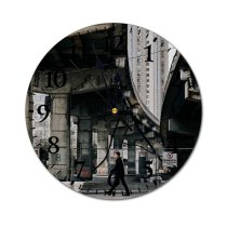 yanfind Fashion PVC Wall Clock Aged Anonymous Architecture Asphalt Building City Cityscape Contemporary Danger District Downtown Mute Suitable Kitchen Bedroom Decorate Living Room