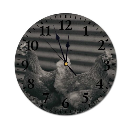yanfind Fashion PVC Wall Clock Bird Fence Hen Outdoors Duck Farming Poultry Cockerel Dame Mute Suitable Kitchen Bedroom Decorate Living Room