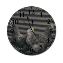 yanfind Fashion PVC Wall Clock Bird Fence Hen Outdoors Duck Farming Poultry Cockerel Dame Mute Suitable Kitchen Bedroom Decorate Living Room