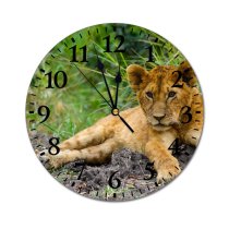 yanfind Fashion PVC Wall Clock Big Fur Hunter Danger Lioness Cub Carnivore Panthera Mute Suitable Kitchen Bedroom Decorate Living Room
