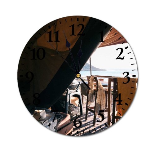 yanfind Fashion PVC Wall Clock Beach Calm Camp Coast Coastline Comfort Door Freedom Idyllic Interior Lounge Mute Suitable Kitchen Bedroom Decorate Living Room