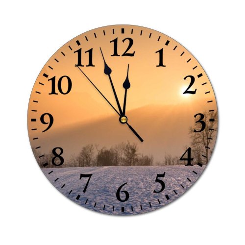 yanfind Fashion PVC Wall Clock Beautiful Dawn Daylight Foggy Frosty Frozen Hazy Idyllic Landscape Misty Mute Suitable Kitchen Bedroom Decorate Living Room