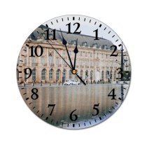 yanfind Fashion PVC Wall Clock Accommodation Aged Ancient Apartment Architecture Building Castle City Cloudless Condominium Construction Mute Suitable Kitchen Bedroom Decorate Living Room
