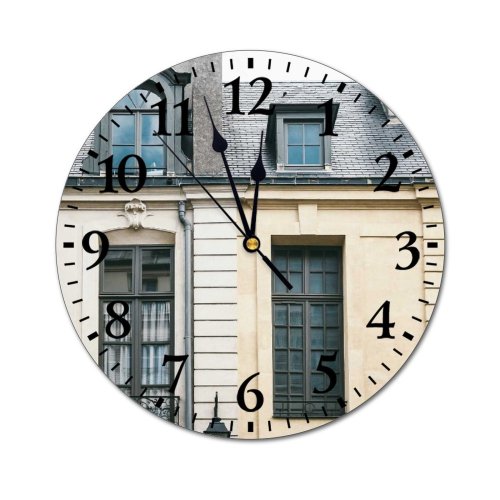 yanfind Fashion PVC Wall Clock Accommodation Aged Apartment Architecture Attic Balcony Building Chimney City Classic Condominium Construction Mute Suitable Kitchen Bedroom Decorate Living Room
