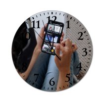 yanfind Fashion PVC Wall Clock Application Jeans Cellphone Chilling Display Electronic Device Electronics Hands Headphones Iphone Leisure Mute Suitable Kitchen Bedroom Decorate Living Room