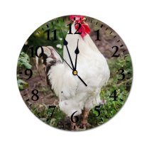 yanfind Fashion PVC Wall Clock Bird Agriculture Farm Grass Chicken Beak Hen Outdoors Rural Wildlife Feather Poultry Mute Suitable Kitchen Bedroom Decorate Living Room