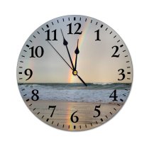 yanfind Fashion PVC Wall Clock Beach Cloudless Coast Colorful Country Gradient Horizon Intense Journey Light Marine Ocean Mute Suitable Kitchen Bedroom Decorate Living Room