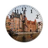 yanfind Fashion PVC Wall Clock Accommodation Apartment Architecture Attract Authentic Building Canal Channel City Coast Community Complex Mute Suitable Kitchen Bedroom Decorate Living Room