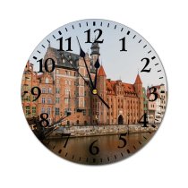 yanfind Fashion PVC Wall Clock Accommodation Apartment Architecture Attract Authentic Building Canal Channel City Coast Community Complex Mute Suitable Kitchen Bedroom Decorate Living Room