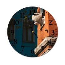 yanfind Fashion PVC Wall Clock Adorable Apartment Building Balcony Cute Istanbul Outside Peeking Plush Toy Stuffed Teddy Mute Suitable Kitchen Bedroom Decorate Living Room