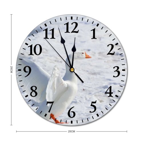 yanfind Fashion PVC Wall Clock Bird Feathers Goose Outdoors Snow Wading Winter Mute Suitable Kitchen Bedroom Decorate Living Room