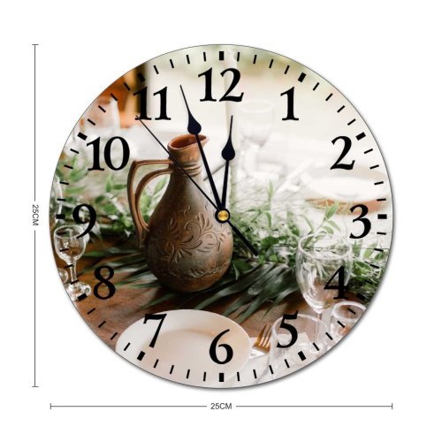 yanfind Fashion PVC Wall Clock Arrangement Banquet Beverage Candle Celebrate Crystal Cutlery Daylight Decor Decoration Dine Mute Suitable Kitchen Bedroom Decorate Living Room