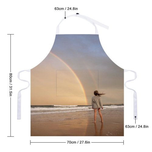 yanfind Custom aprons Admire Anonymous Barefoot Beach Coast Coastline Colorful Embankment Faceless Female Flying Freedom white white-style1 70×80cm