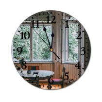 yanfind Fashion PVC Wall Clock Accommodation Apartment Architecture Blurred Botany Bunch Chair Classic Comfort Cozy Daylight Decor Mute Suitable Kitchen Bedroom Decorate Living Room