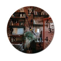 yanfind Fashion PVC Wall Clock Apartment Brick Construction Contemporary Cozy Creative Daylight Decor Dense Design Detail Different Mute Suitable Kitchen Bedroom Decorate Living Room