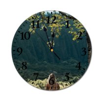 yanfind Fashion PVC Wall Clock Admire Alone Anonymous Asana Balance Calm Casual Enjoy Female Foliage Grassy Mute Suitable Kitchen Bedroom Decorate Living Room