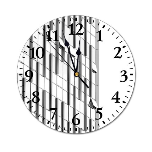 yanfind Fashion PVC Wall Clock Architectural Design Architecture Building City Contemporary Downtown Exterior Facade Futuristic Glass Mute Suitable Kitchen Bedroom Decorate Living Room