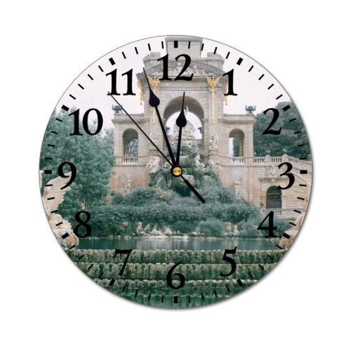 yanfind Fashion PVC Wall Clock Aged Arch Architecture Art Barcelona Catalonia Citadel City Construction Daytime Decorative Mute Suitable Kitchen Bedroom Decorate Living Room