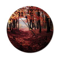 yanfind Fashion PVC Wall Clock Autumn Backlit Dawn Fall Leaves Forest Leaf Light Outdoors Park Scenic Season Mute Suitable Kitchen Bedroom Decorate Living Room
