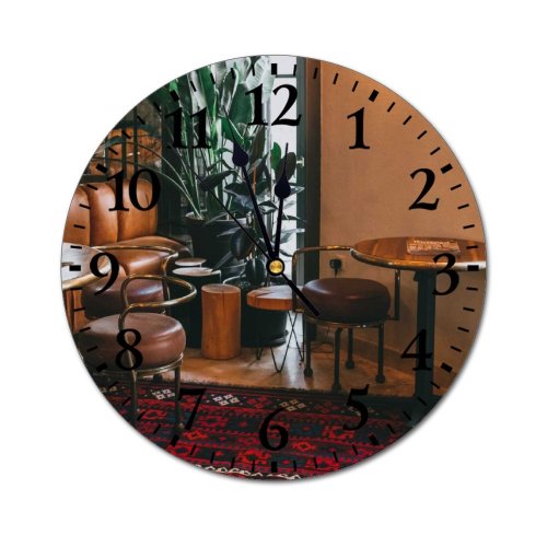 yanfind Fashion PVC Wall Clock Atmosphere Botany Café Cafeteria Calm Carpet Chair Classic Comfort Cozy Decor Decoration Mute Suitable Kitchen Bedroom Decorate Living Room