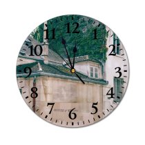 yanfind Fashion PVC Wall Clock Abandoned Aged Architecture Brick Building City Crack Daytime Destination Empty Exterior Facade Mute Suitable Kitchen Bedroom Decorate Living Room