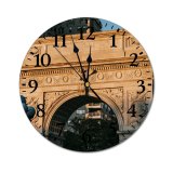 yanfind Fashion PVC Wall Clock Aged America Arched Architecture Building City Cityscape Construction Daytime Detail District Mute Suitable Kitchen Bedroom Decorate Living Room