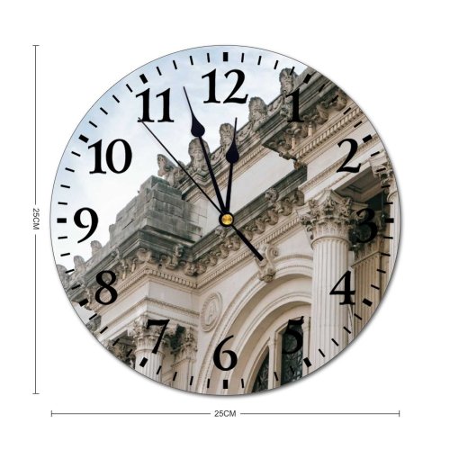yanfind Fashion PVC Wall Clock Arch Arched Architecture Building City Classic Column Construction Decor Decoration Design Mute Suitable Kitchen Bedroom Decorate Living Room