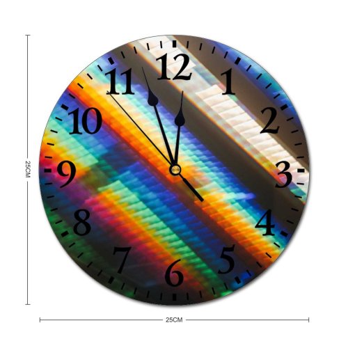 yanfind Fashion PVC Wall Clock Art Texture Abstract Design Creativity Rainbow Artistic Futuristic Spectrum Motley Mute Suitable Kitchen Bedroom Decorate Living Room