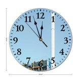 yanfind Fashion PVC Wall Clock Architecture Buildings Exterior Factory Metal Plant Sky Structure Tall Mute Suitable Kitchen Bedroom Decorate Living Room