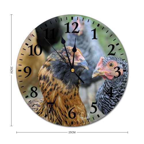 yanfind Fashion PVC Wall Clock Chicken Cockerel Countryside Depth Field Focus Hen Outdoors Rooster Rural Mute Suitable Kitchen Bedroom Decorate Living Room